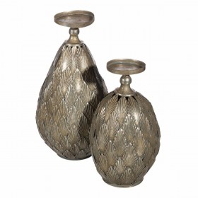Portacandele 15,5 x 15,5 x 28 cm Metallo Argento