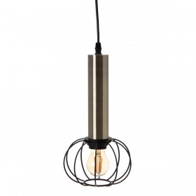 Lampadario Nero Dorato Metallo 16 x 16 x 30 cm