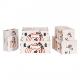 Scatola Decorativa Fiori Tela 24 x 18 x 6 cm DMF (2 Pezzi)