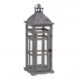 Lanterna 28 x 28 x 75 cm Portacandele Grigio Legno di abete (2 Unità)