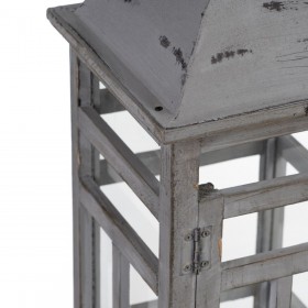 Lanterna 28 x 28 x 75 cm Portacandele Grigio Legno di abete (2 Unità)