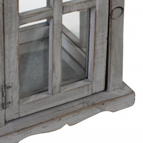 Lanterna 28 x 28 x 75 cm Portacandele Grigio Legno di abete (2 Unità)