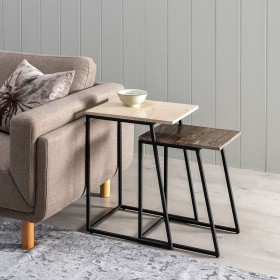 Tavolo aggiuntivo 45 x 35 x 63,5 cm Marrone Crema Marmo Ferro (2 Unità)