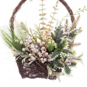 Decorazione Natalizia Multicolore Champagne Rattan Plastica 34 cm
