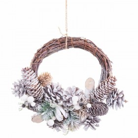 Ghirlanda di Natale Multicolore Rattan Plastica Foam Ananas 24 x 22 x 8 cm