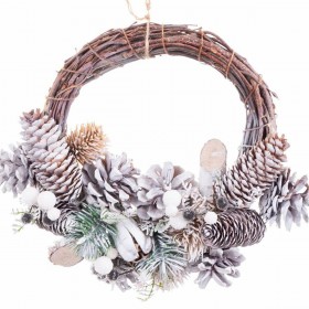 Ghirlanda di Natale Multicolore Rattan Plastica Foam Ananas 24 x 22 x 8 cm