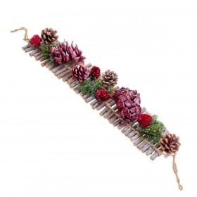 Appendino per Porte Natale Rosso Multicolore Rattan Plastica Foam Ananas 50 x 10 x 6 cm