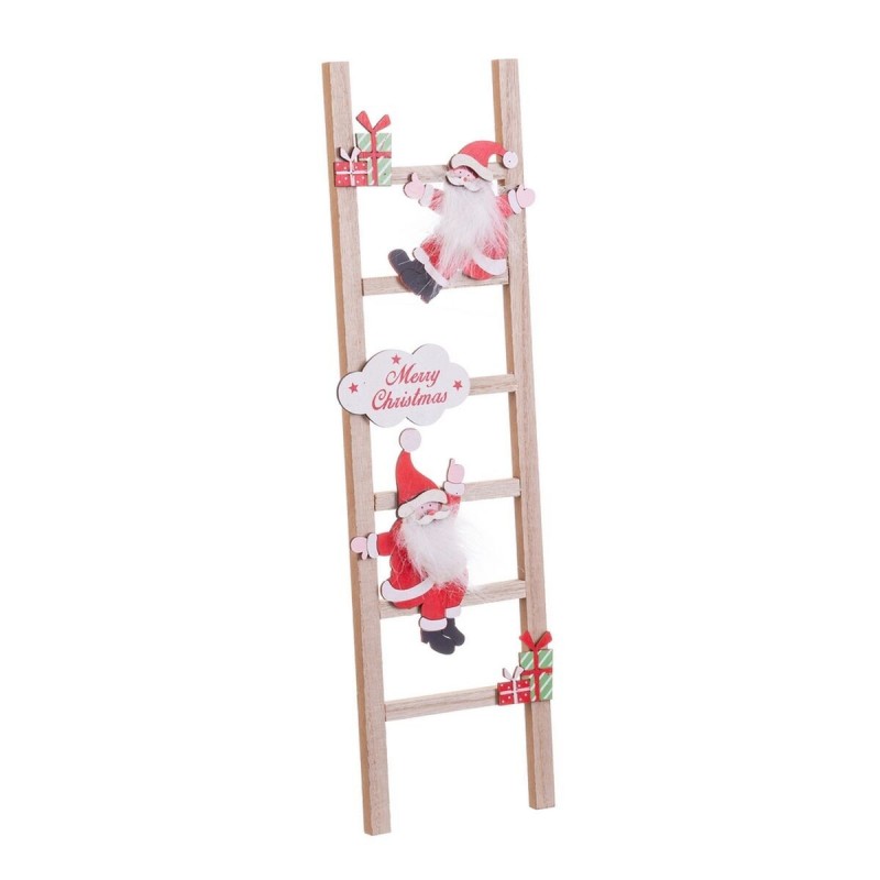 Decorazione Natalizia Multicolore Legno Scala Babbo Natale 12 x 1,8 x 42 cm