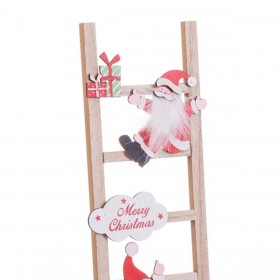 Decorazione Natalizia Multicolore Legno Scala Babbo Natale 12 x 1,8 x 42 cm