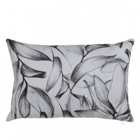 Cuscino Poliestere Cotone Bianco Nero Fogli 45 x 30 cm