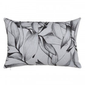 Cuscino Poliestere Cotone Bianco Nero Fogli 45 x 30 cm
