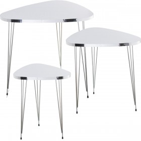 Set di 3 tavoli Alexandra House Living Argentato Legno