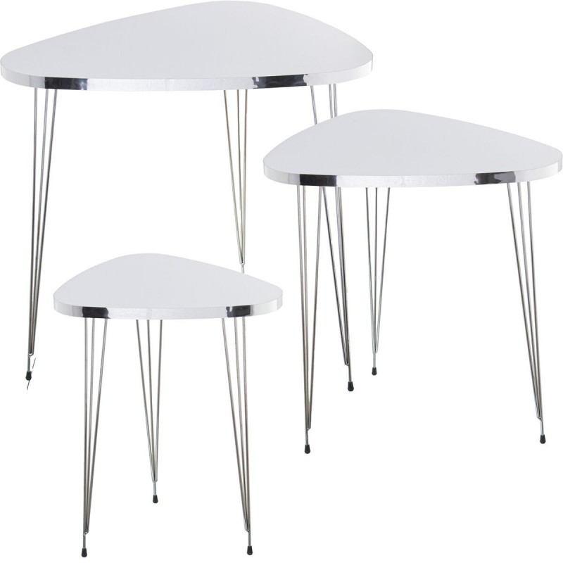 Set di 3 tavoli Alexandra House Living Argentato Legno