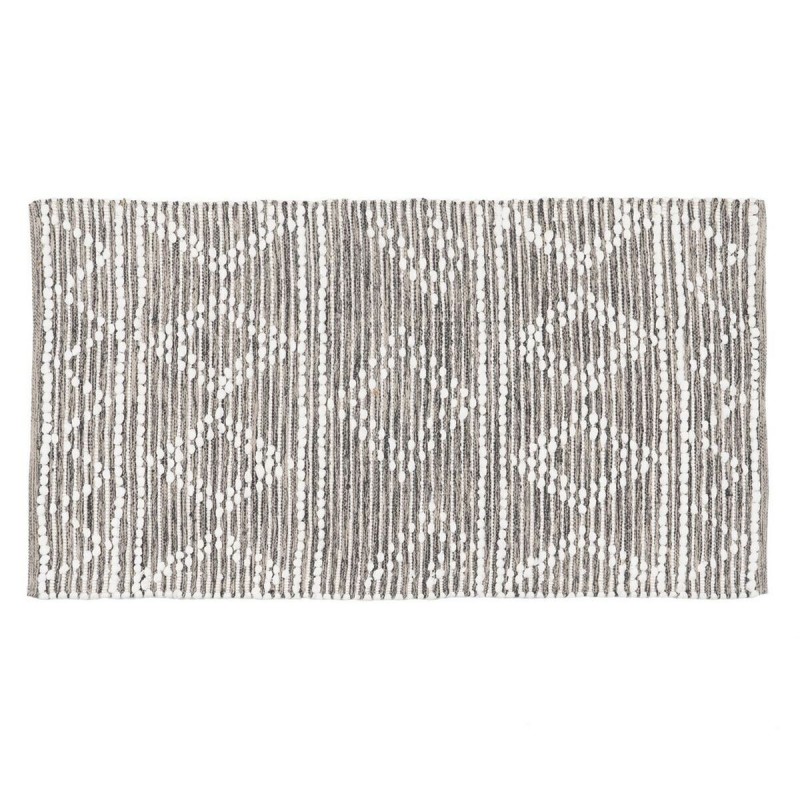 Tappeto Bianco Grigio 60 % Cotone 40 % Poliestere 80 x 150 cm