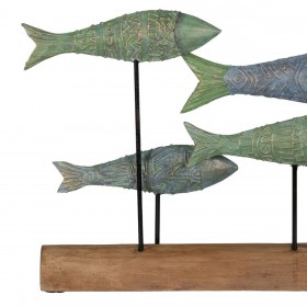 Statua Decorativa Verde Naturale Pesci 56 x 7 x 31 cm