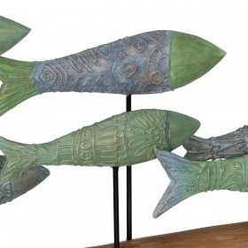 Statua Decorativa Verde Naturale Pesci 56 x 7 x 31 cm
