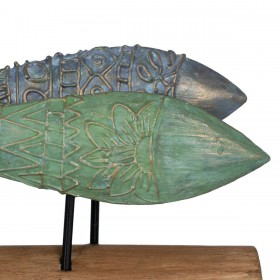 Statua Decorativa Verde Naturale Pesci 56 x 7 x 31 cm