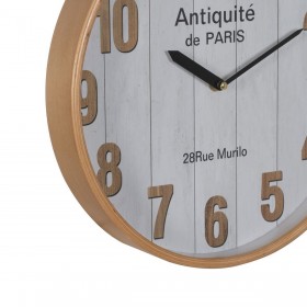 Orologio da Parete Bianco Naturale Legno Cristallo 32 x 32 x 4,5 cm