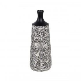 Vaso Bianco Nero Poliresina 17,5 x 17,5 x 48 cm