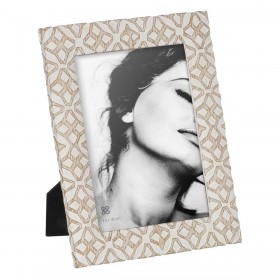 Cornice Portafoto Bianco Beige Poliresina 17,8 x 1,8 x 22,9 cm
