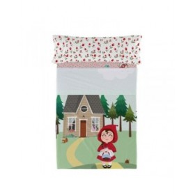 Set di Lenzuola HappyFriday Mr Fox Red Riding Hood Multicolore Singolo 2 Pezzi