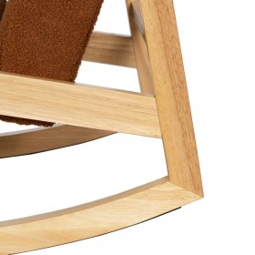 Sedia a Dondolo Marrone Beige Legno d'albero della gomma Tessuto 60 x 83 x 72 cm