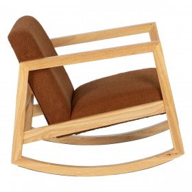 Sedia a Dondolo Marrone Beige Legno d'albero della gomma Tessuto 60 x 83 x 72 cm