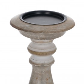 Candelabro Bianco Naturale Ferro Legno di mango 14 x 14 x 38 cm