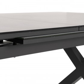 Tavolo da Pranzo Bianco Nero Ceramica Alluminio Cristallo 180 x 100 x 77 cm