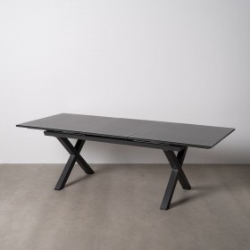 Tavolo da Pranzo Antracite Ceramica Alluminio Cristallo 180 x 100 x 77 cm