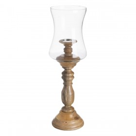 Portacandele Naturale Legno Cristallo 20 x 20 x 68 cm