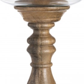 Portacandele Naturale Legno Cristallo 20 x 20 x 68 cm