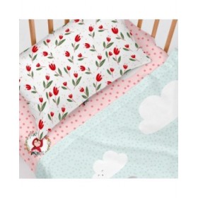 Lenzuolo con angoli HappyFriday MR FOX Multicolore Rosa 70 x 140 x 14 cm