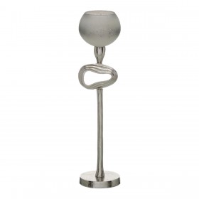 Portacandele Grigio Argentato Alluminio Cristallo 11 x 11 x 48 cm