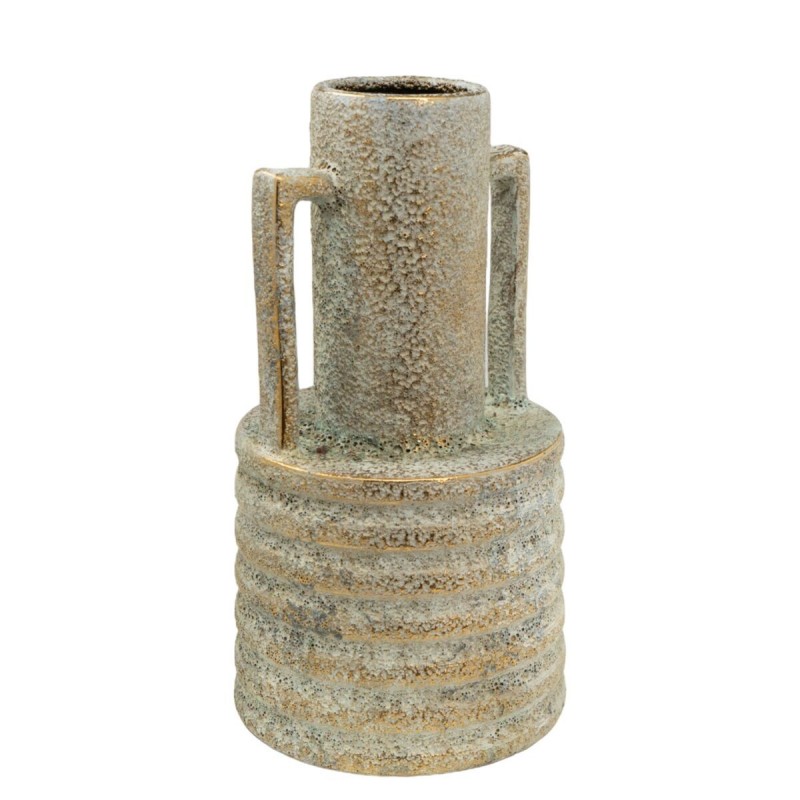 Vaso Romimex Verde Dorato Porcellana 16 x 30 x 16 cm Con manici