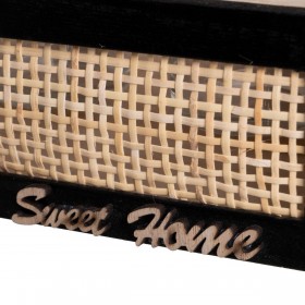 Portacandele HEARTS Bianco Nero Naturale Legno Cristallo Canna Legno MDF 22 x 8 x 7 cm