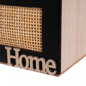 Cestino HEARTS Bianco Nero Naturale Legno Canna Legno MDF 25 x 17 x 28 cm