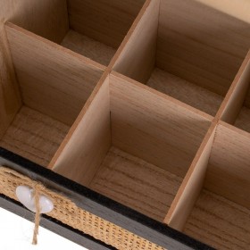 Cestino HEARTS Bianco Nero Naturale Legno Canna Legno MDF 25 x 17 x 28 cm