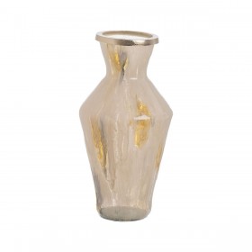 Vaso Beige Dorato Alluminio Cristallo 25,5 x 25,5 x 48 cm