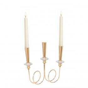 Candelabro Romimex Dorato Metallo Vetro Nodo 26 x 10 x 27 cm
