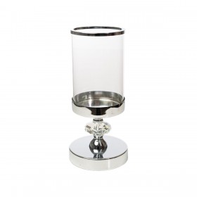 Portacandele Romimex Argentato Metallo Vetro 12 x 26 x 12 cm