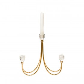 Candelabro Romimex Dorato Metallo Vetro 26 x 28 x 8 cm