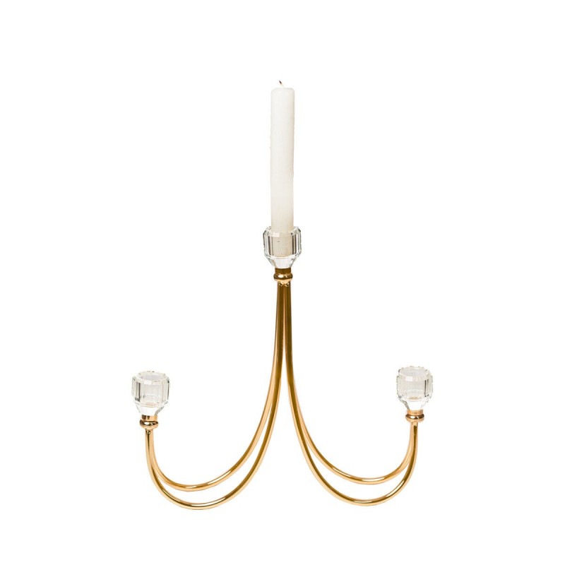 Candelabro Romimex Dorato Metallo Vetro 26 x 28 x 8 cm