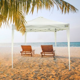 Gazebo Aktive 300 x 250 x 300 cm Stoffa Acciaio Bianco