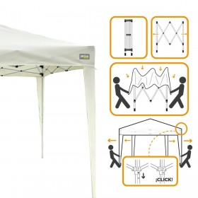 Gazebo Aktive 300 x 250 x 300 cm Stoffa Acciaio Bianco