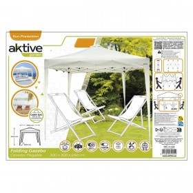 Gazebo Aktive 300 x 250 x 300 cm Stoffa Acciaio Bianco