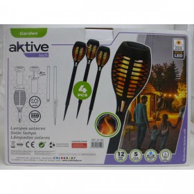 Set di torce solari da giardino Aktive Plastica 7,5 x 50 x 7,5 cm (4 Unità)