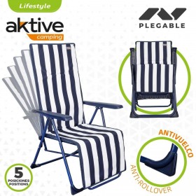 Lettino Aktive Bianco Blu Marino Reclinabile A strisce 147 x 70 x 48 cm (2 Unità)
