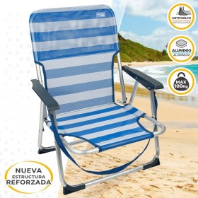 Sedia da Spiaggia Aktive Pieghevole Azzurro 44 x 72 x 35 cm (4 Unità)