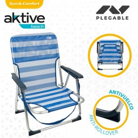 Sedia da Spiaggia Aktive Pieghevole Azzurro 44 x 72 x 35 cm (4 Unità)